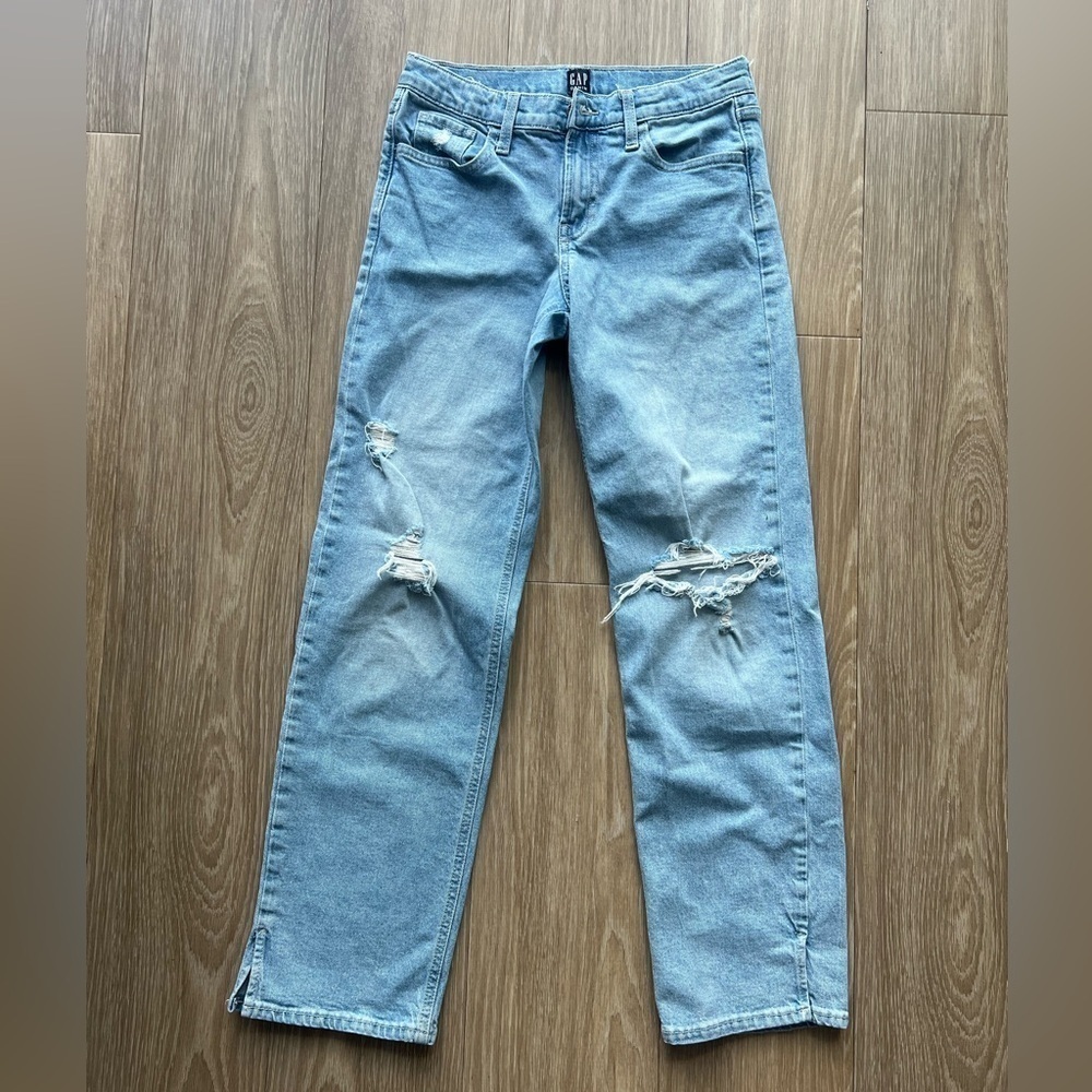 Girls Gap Straight Light Blue Distressed Jeans size 16